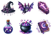Spooky Purple Halloween Clipart Bund, an Illustration by DreamArtGraphic (Thumbnail 2 of 5)