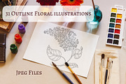 Floral Outline Illustrations Set, a Decorative Illustration by Milla_Zelenyuk_art (Thumbnail 1 of 3)
