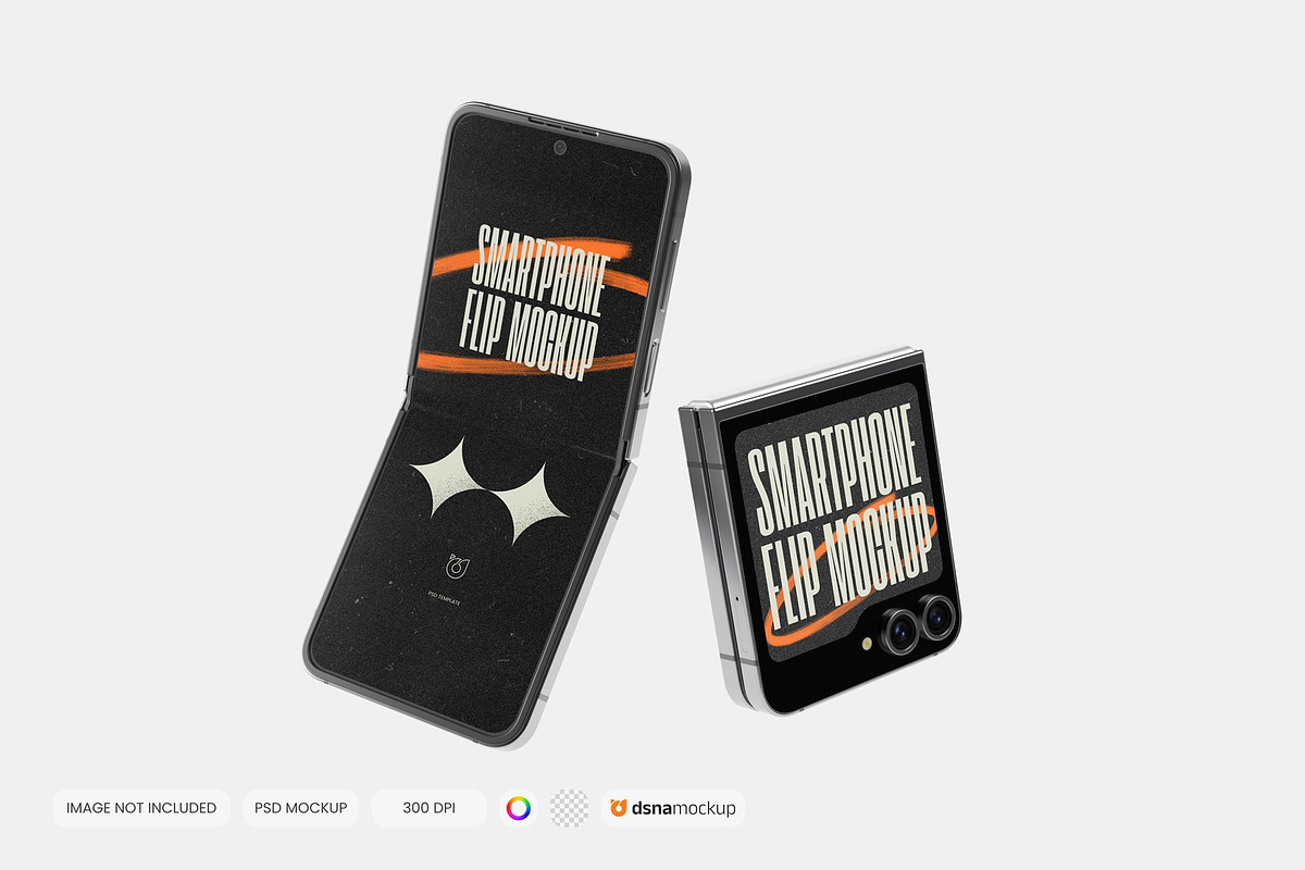 Smartphone Galaxy Z Flip Mockup V2, an Android Mockup by DSNA Mockup (Photo 4 of 6)