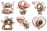 Quirky Funny Valentine Bee Clipart, an Illustration by Daily.Designs (Thumbnail 4 of 5)
