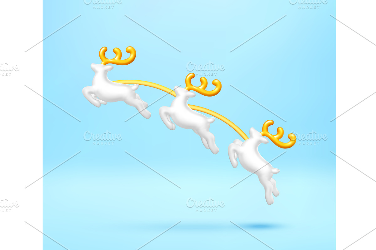 3d white christmas reindeer with, an Object Illustration by Abscent