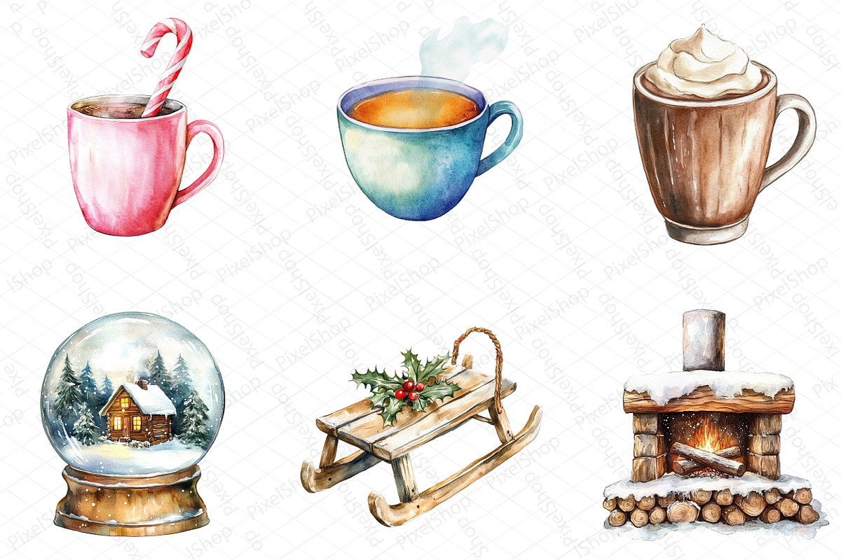 Watercolor Winter Cozy Clipart, an Illustration by DreamPrint404 (Photo 4 of 7)