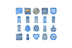 denim textile material fashion icons, an Object Illustration by pikepicture