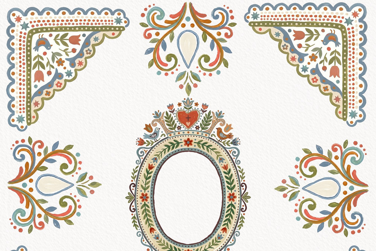 Folk Art Frames, Nordic Floral Frame, an Object Graphic by Invite to Clipart (Photo 6 of 8)