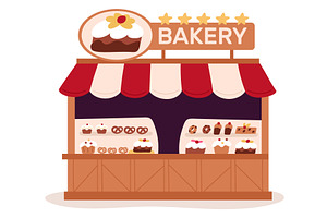 Bakery store building with open, an Object Illustration by Vectorbuum