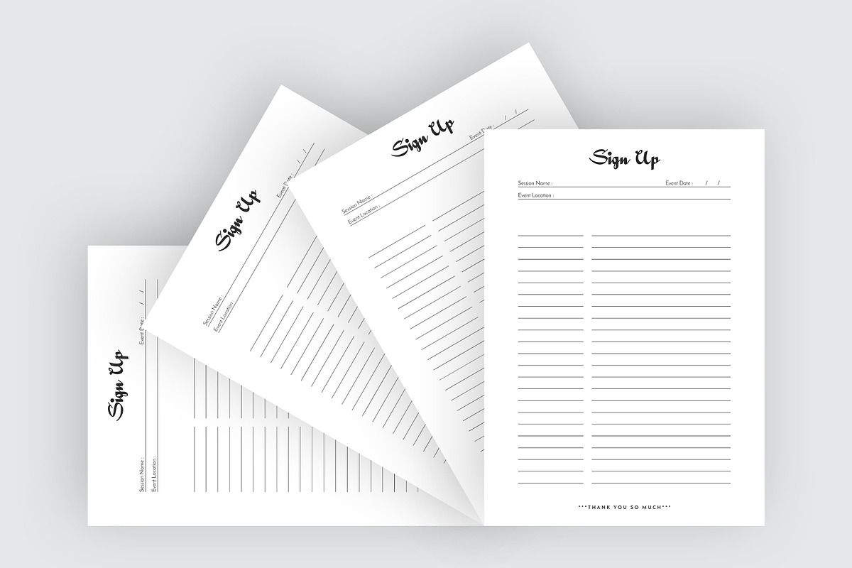 Minimal Sign Up Sheet, a Stationery Template by Amit Debnath (Photo 2 of 6)
