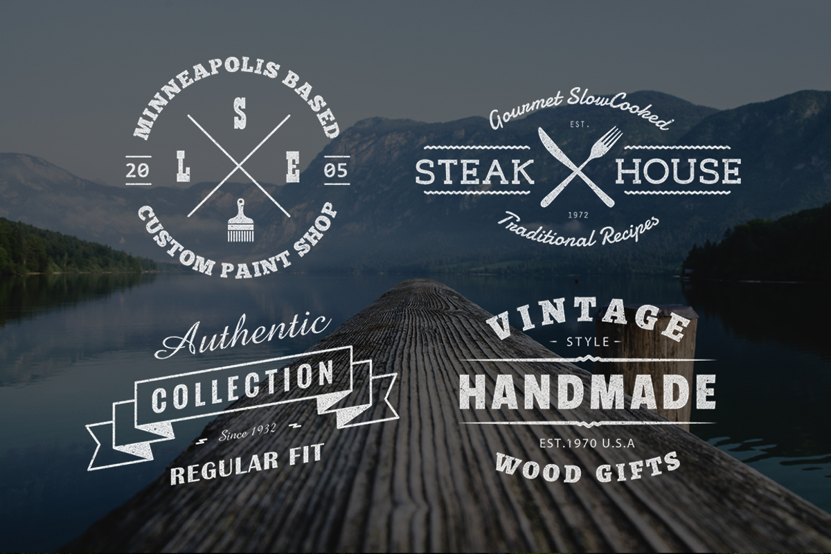 Vintage Logo PSD Template - Set of 4, a Branding & Logo Template by ShalexDesigns (Photo 2 of 2)