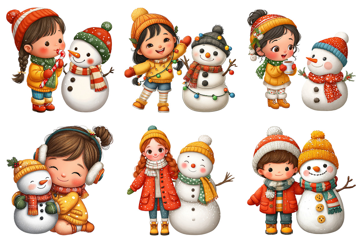 Christmas Girl with Snowman PNG, an Illustration by Craft Nest (Photo 11 of 11)