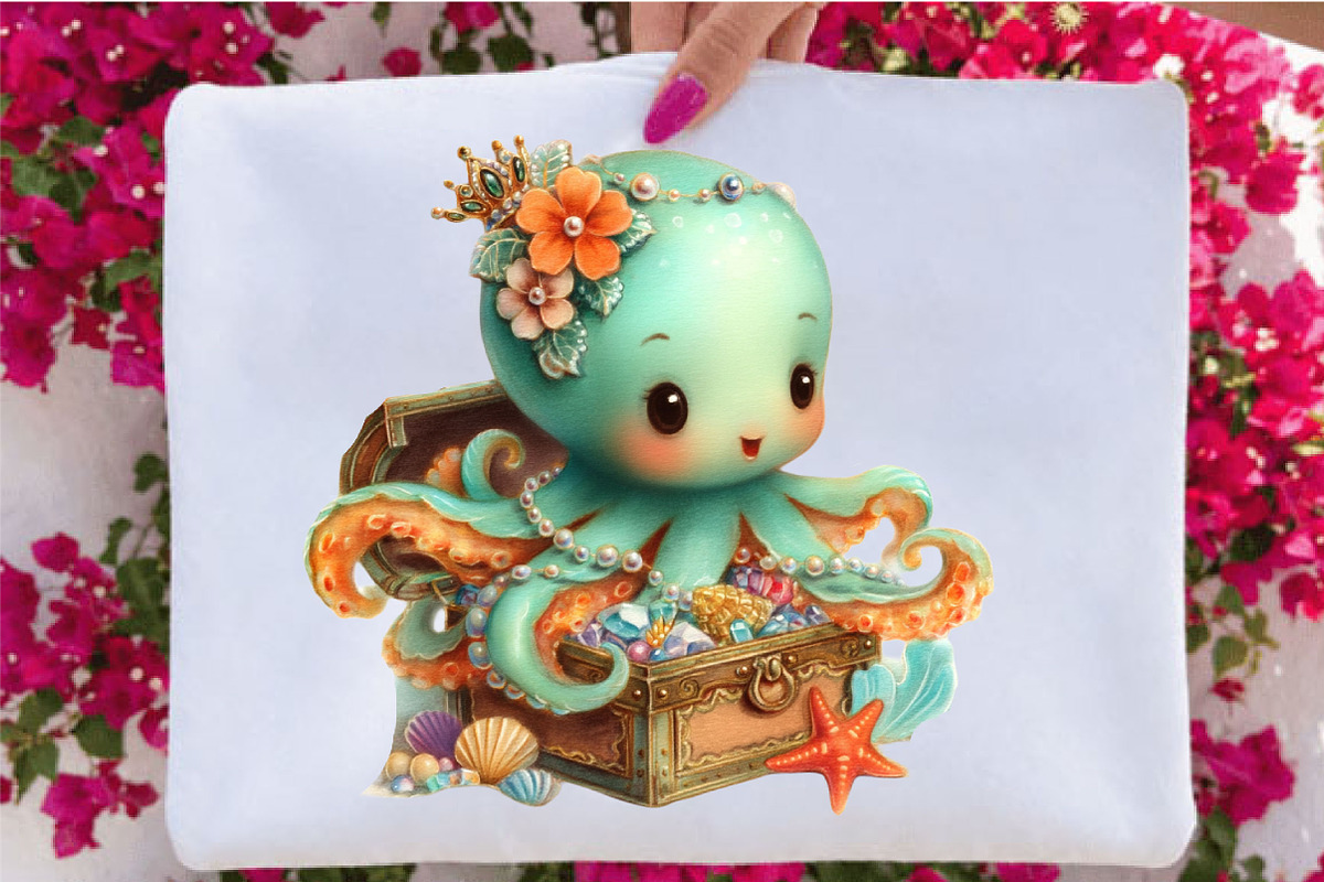 Watercolor Summer Octopus Clipart, an Animal Illustration by SVGArt (Photo 4 of 5)