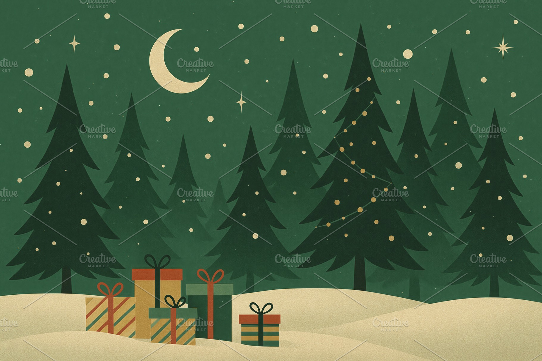 Christmas postcard featuring snowy f, a Photo by Dvoevnore photos