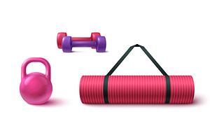 Bright 3d gym equipment set, a Sport Illustration by art PVP - market