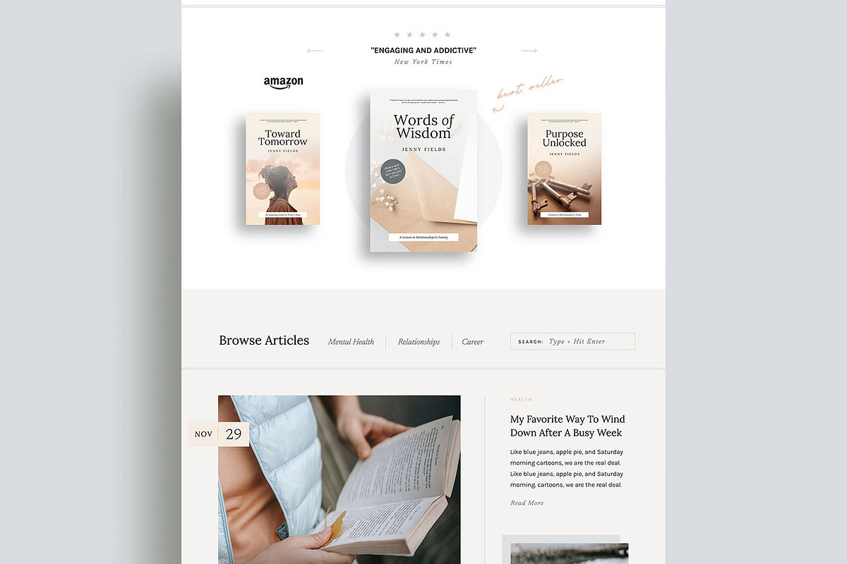 Jenny - Author Website Template, a WordPress Template by K Design Co. Shop (Photo 3 of 6)