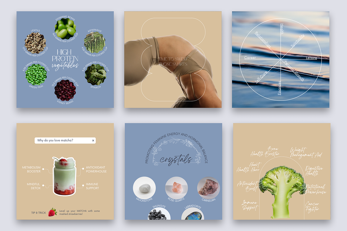 Wellness IG Canva Pack: 90+ Posts, a Social Media Template by Glow Muse Studio (Photo 8 of 9)