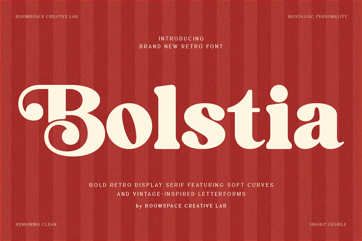 Bolstia - Retro Display Serif, a Serif Font by roomspace creative lab (Photo 1 of 9)