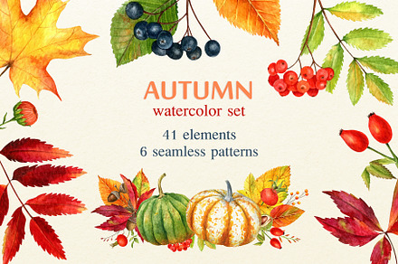 Autumn watercolor set