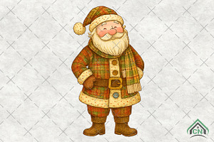 Plaid Santa Claus PNG, an Illustration by Craft Nest