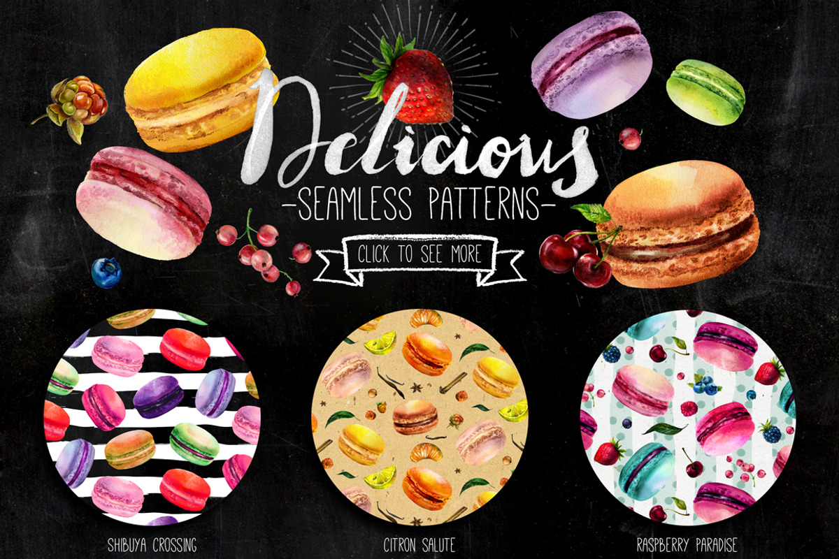 Watercolor Macarons Clipart Set, a Decorative Illustration by Inna Sinano (Photo 4 of 6)