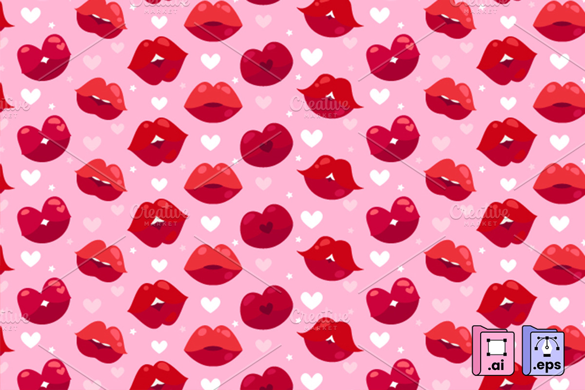 Flat Red Lips Pattern, a Pattern Graphic by MISS CHATZ (Photo 3 of 3)