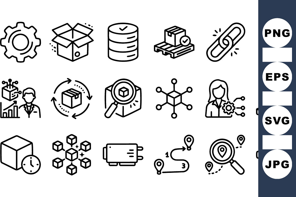 Logistics Supply Chain Icons Set, an Illustration by designvectx (Photo 1 of 3)