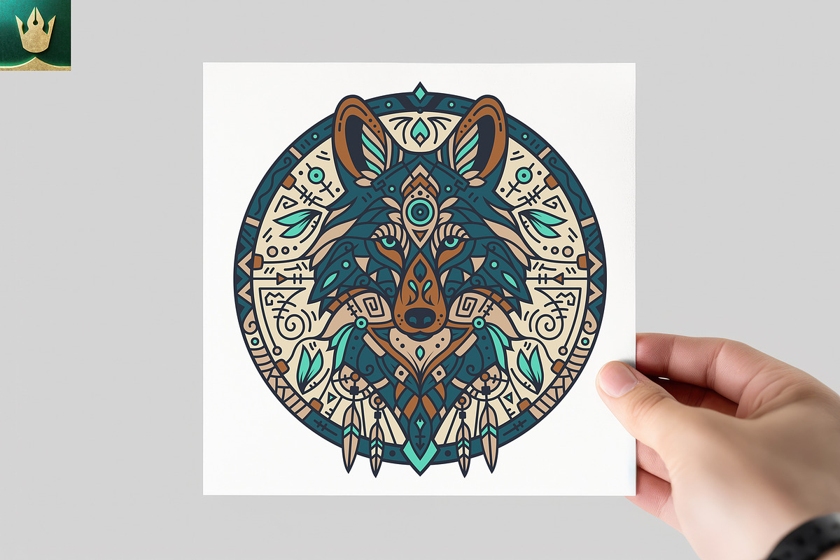 Mandala V1 | Tribal Wolf Art, an Animal Illustration by pixaroma (Photo 5 of 10)