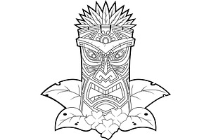 Black And White Tiki Mask, an Illustration by HitToon
