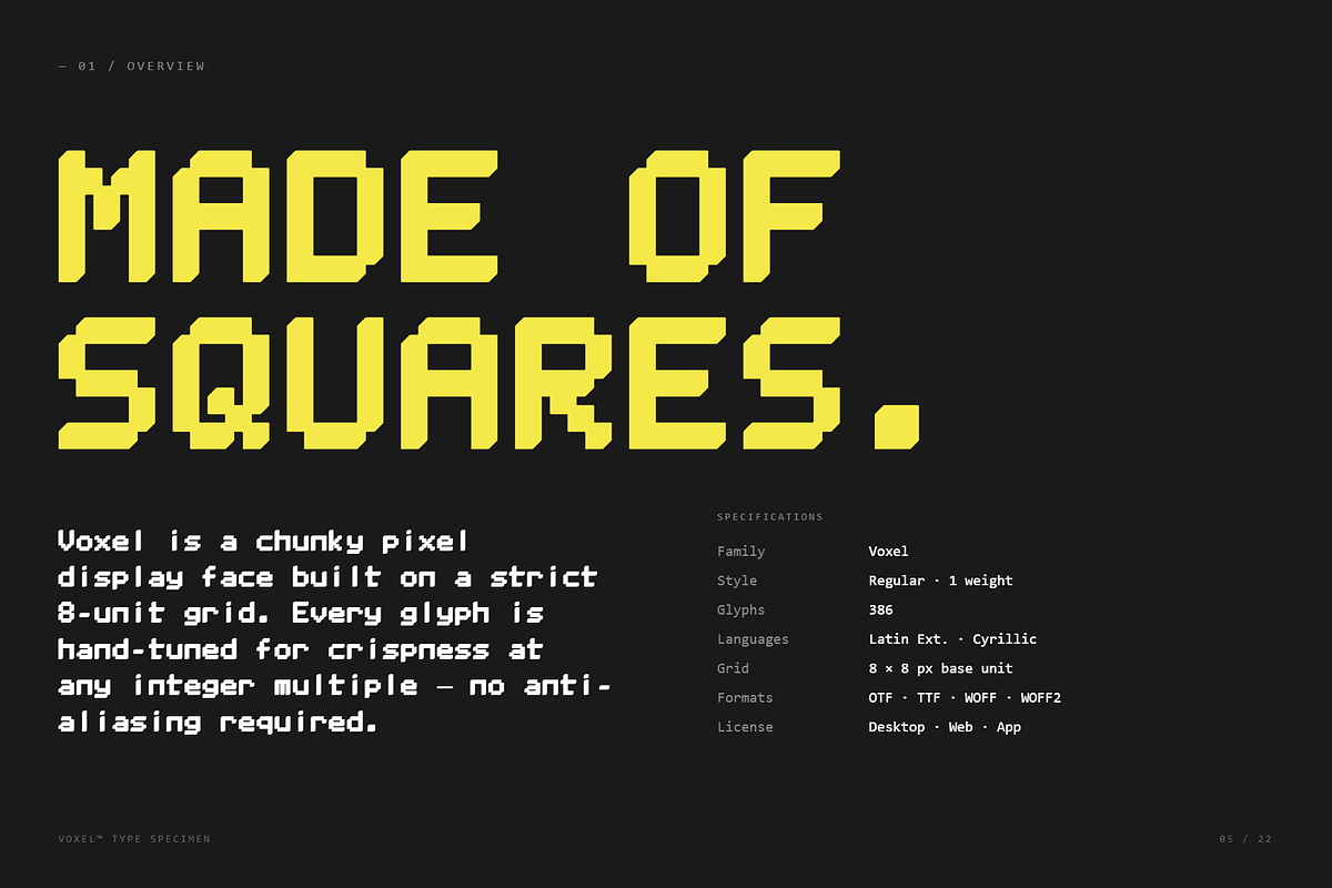 VOXEL - Pixel Display Typeface, a Sans Serif Font by Lettra Studio (Photo 17 of 18)