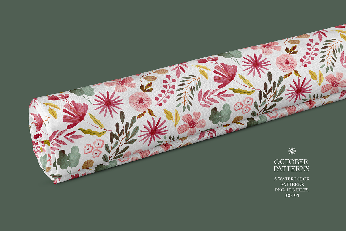 October Watercolor Patterns Set, a Pattern Graphic by Webvilla Studio (Photo 6 of 10)