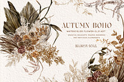 Autumn Boho Watercolor Flowers, a Decorative Illustration by BlumenSoul (Thumbnail 1 of 10)