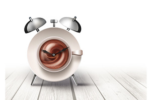 Alarm Clock With Cup Of Coffee