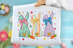 Floral Easter Bunny Patchwork PNG, an Illustration by Designking