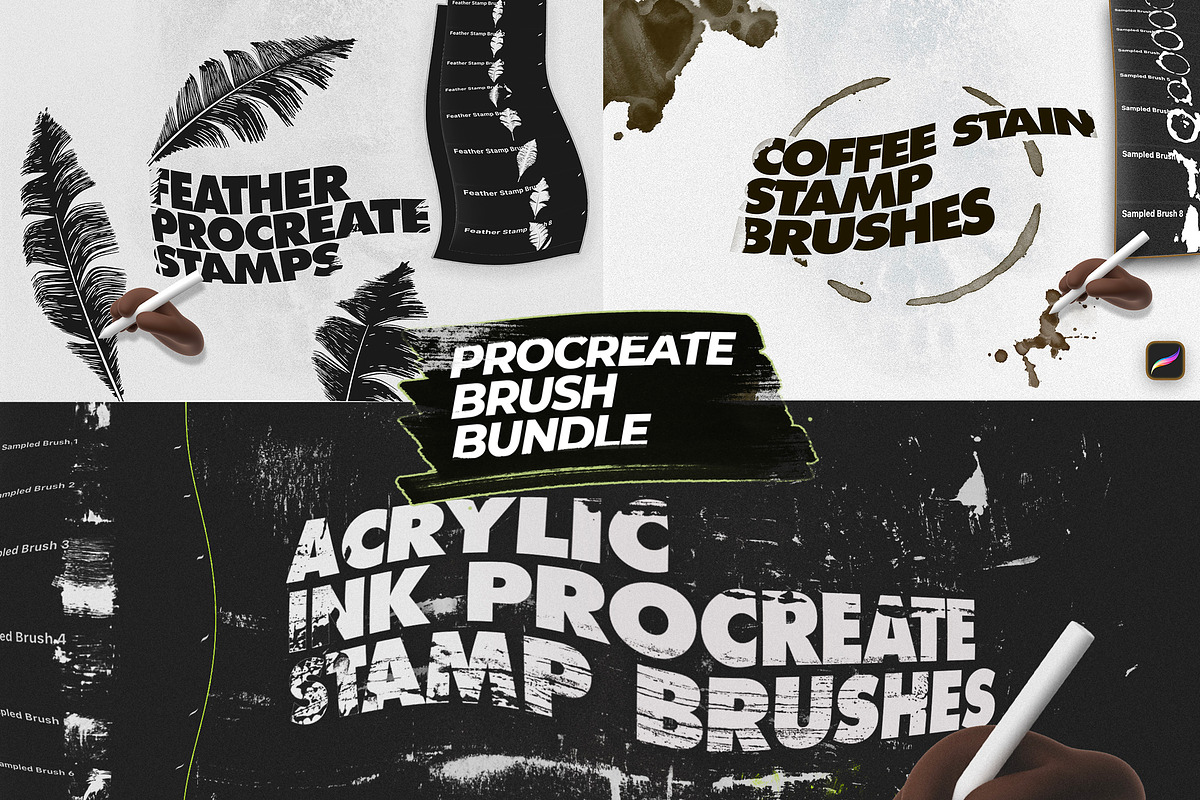 Procreate Stamp Brushes Bundle, a Brush Add-On by Layerform Design Co.