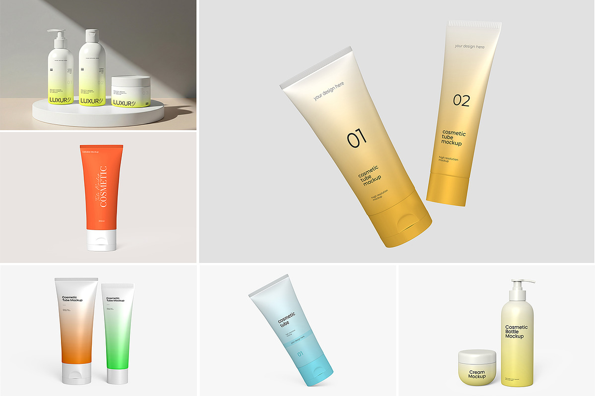 Cosmetic Tube Packaging Mockup Set, a Packaging Mockup by graphypix (Photo 1 of 12)