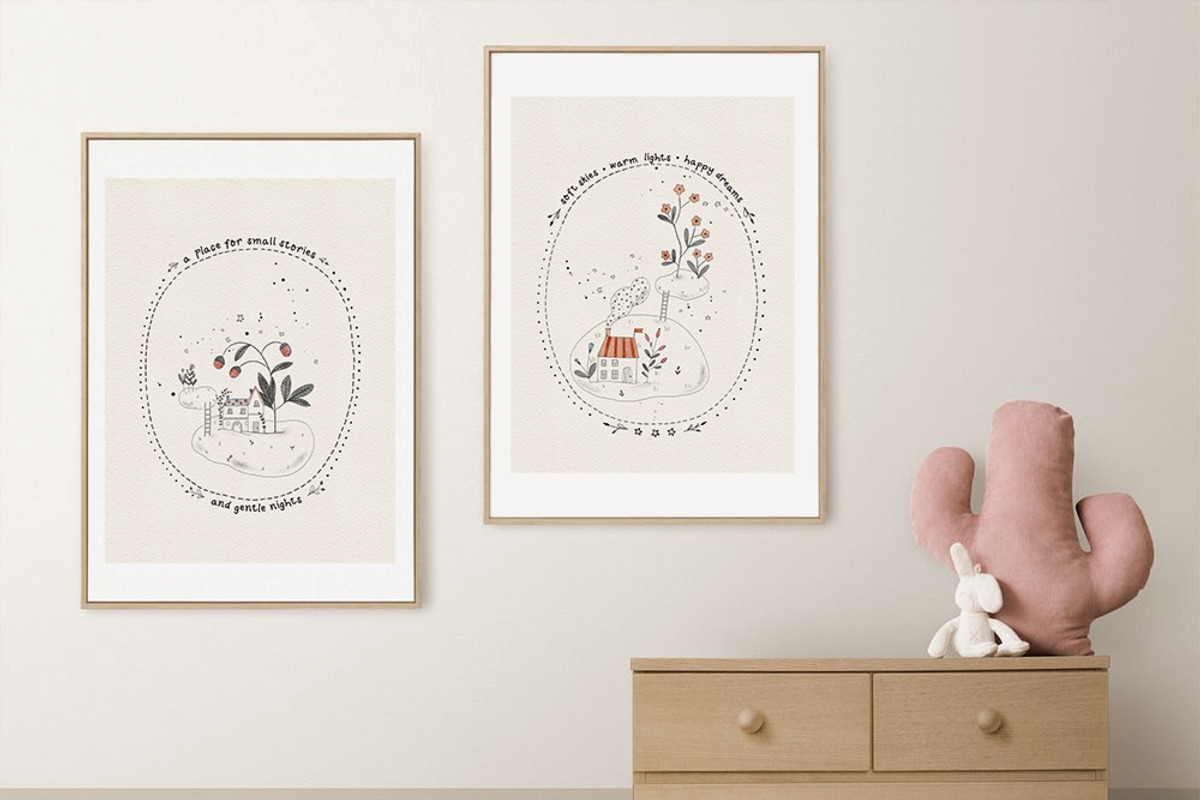 Little Houses in Cloudes Pattern, a Pattern Graphic by MouseGrey (Photo 7 of 8)
