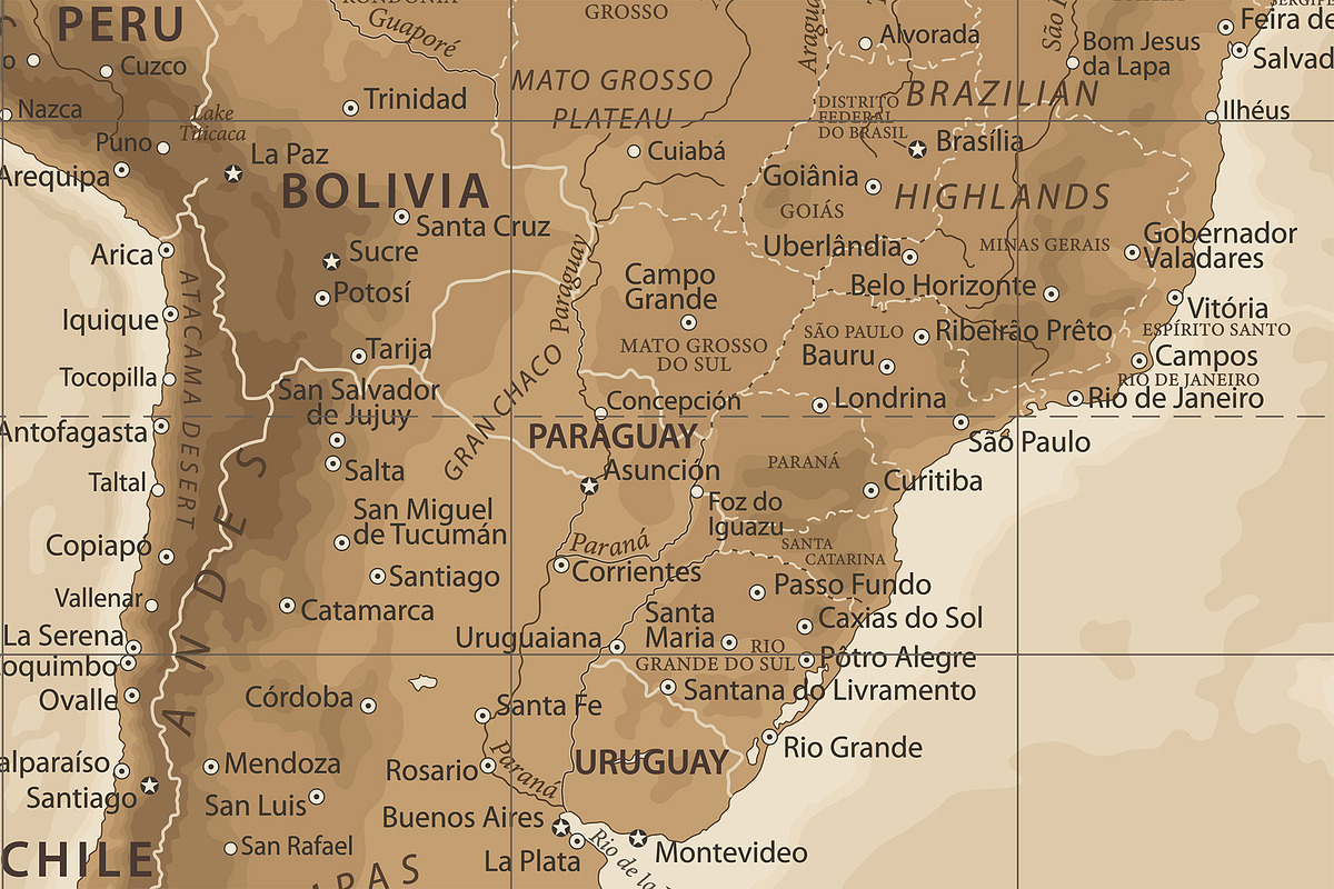 Physical Vintage World Map. Vector, an Education Illustration by PorcuPen Works (Photo 6 of 6)
