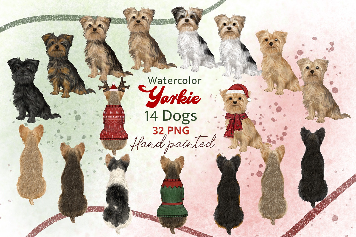 Christmas Yorkie Clipart, an Animal Illustration by ColorfulPT (Photo 1 of 5)