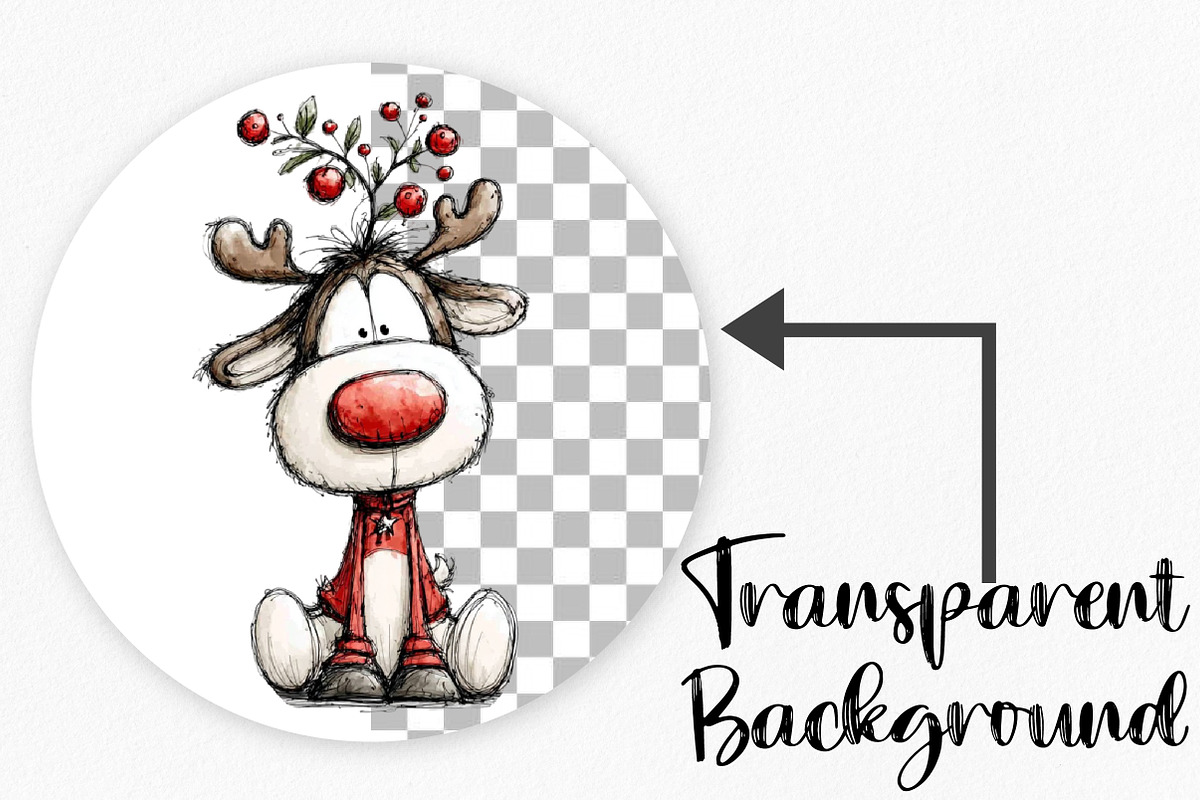 Quirky Funny Christmas Reindeer, an Illustration by Canvas Craft (Photo 4 of 8)