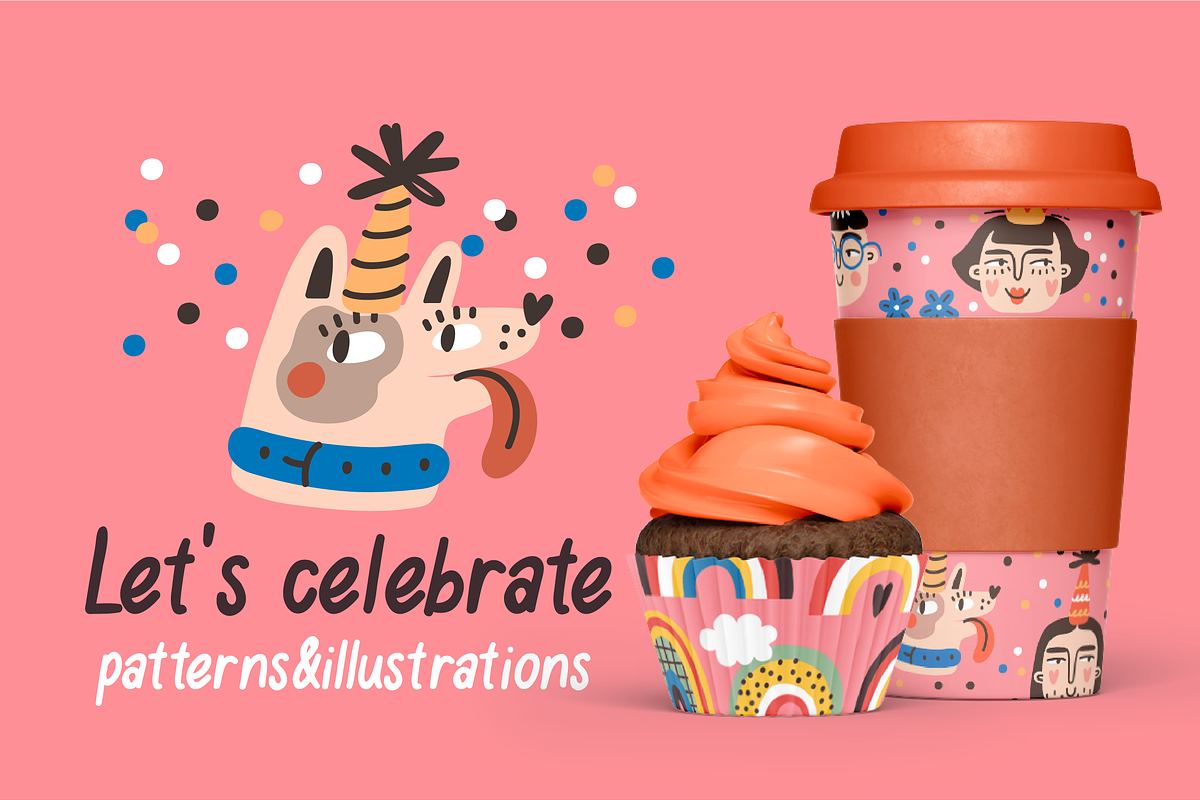 Birthday illustrations and patterns