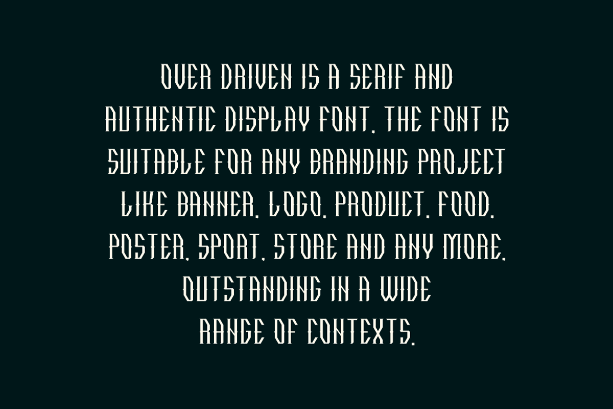 Over Driven - Racing Font, a Serif Font by QR Design Studio (Photo 4 of 6)
