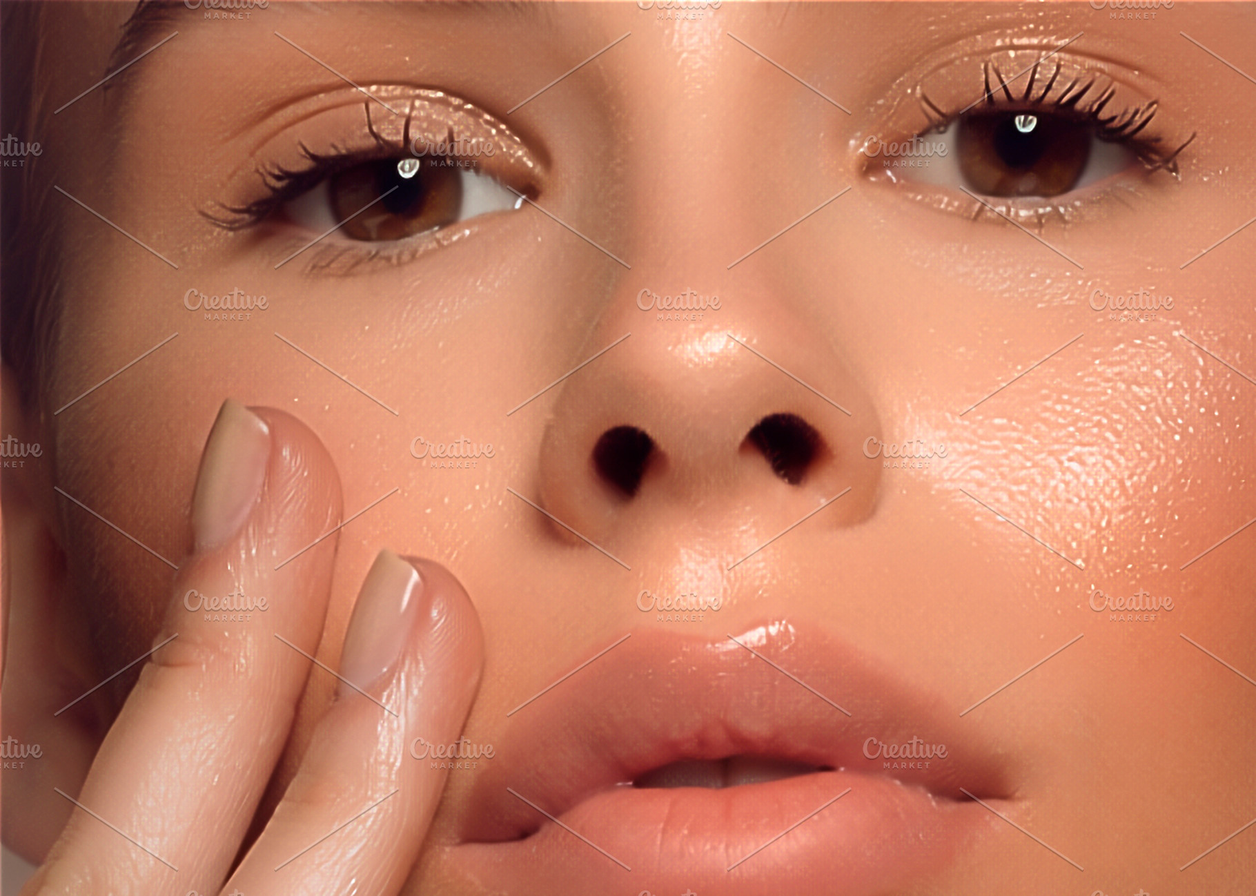 Elegant close up portrait with expressive hand gesture, a Person Photo by DanFLCreativo