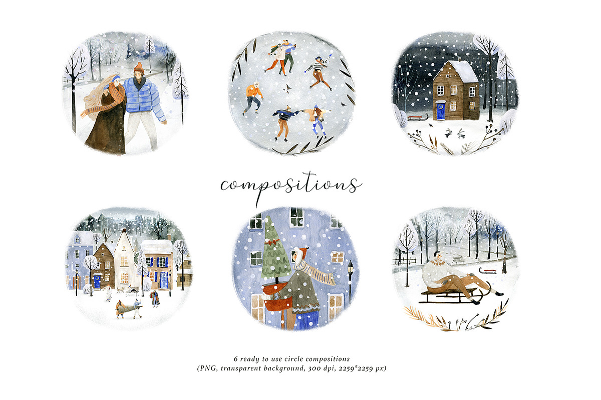 A Walk in Winter Watercolor Set, a Person Illustration by Bibela (Photo 8 of 14)
