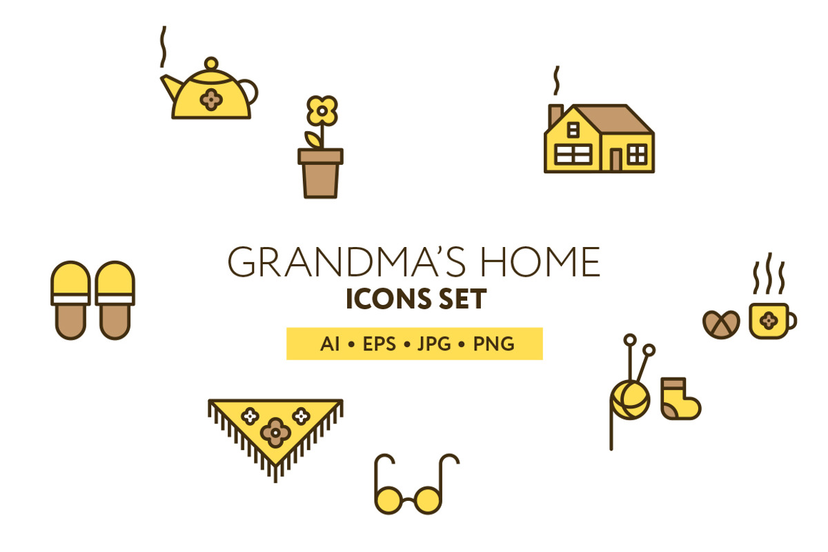 Grandma's Home Icon Set, an Outline Icon by moibalkon (Photo 1 of 3)