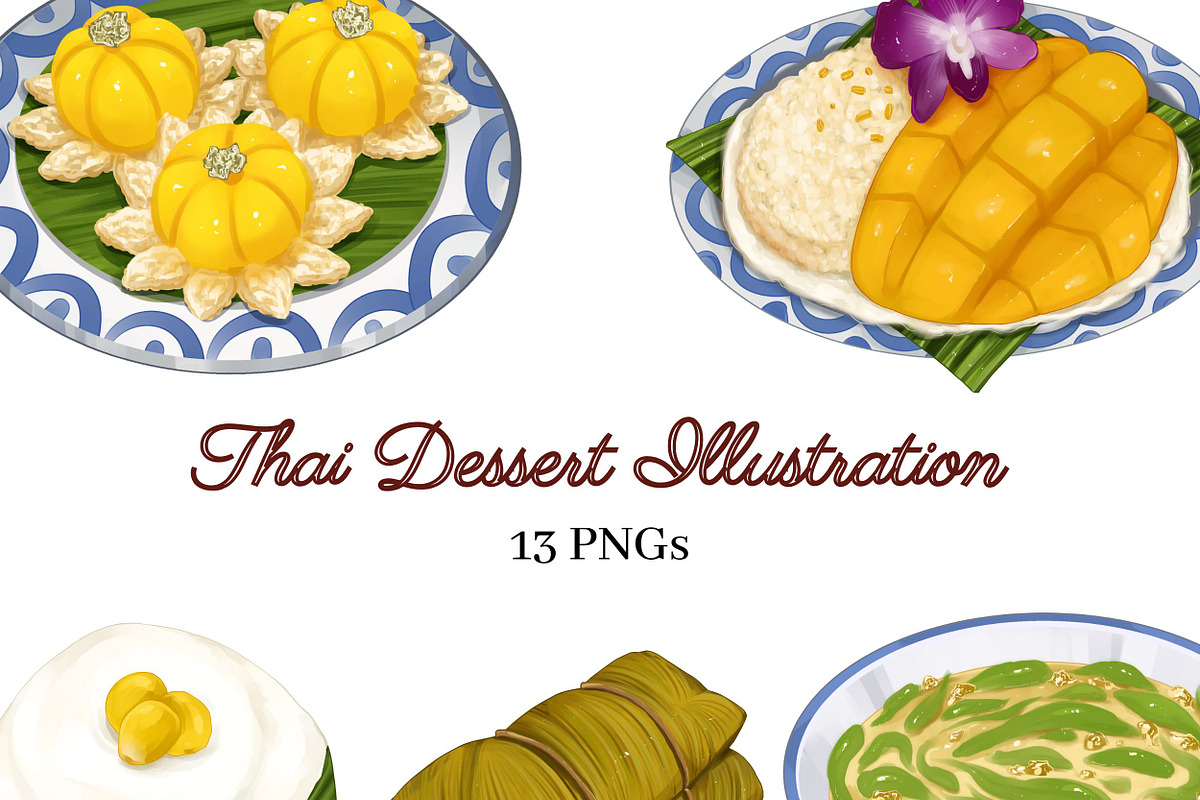 Thai Dessert Illustrations Clipart, a Food Illustration by ArtbyHien (Photo 1 of 4)