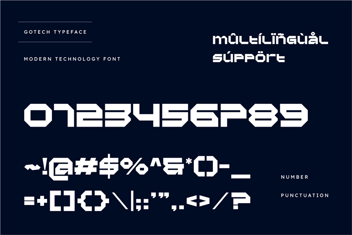 Gotech - Modern Futuristic Font, a Symbol Font by Masyafi Studio (Photo 3 of 8)