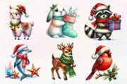 Christmas Cute Animals Clipart, an Illustration by Dream Creation (Thumbnail 7 of 7)