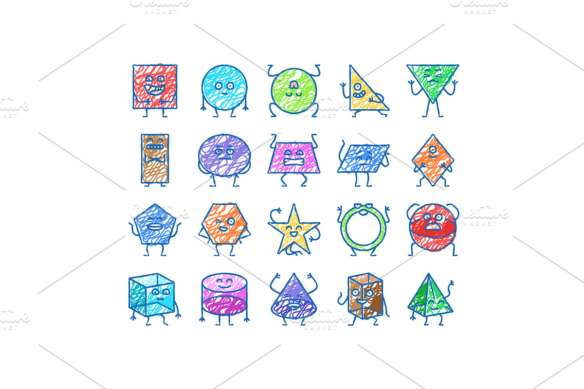 geometric shape character icons hand, an Object Illustration by pikepicture