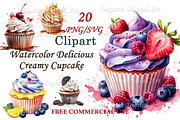 Watercolor Delicious Creamy Cupcake, an Object Graphic by Negarin Digital Art (Thumbnail 1 of 9)