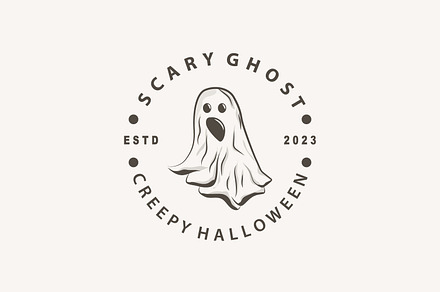 Spooky Ghost Logo Simple Halloween, a Branding & Logo Template by Maylianaw28