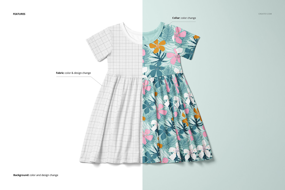 Toddler Skater Dress Mockup Set, a Shirt Mockup by creatsy5 (Photo 3 of 8)