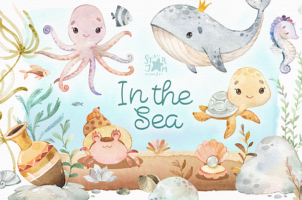 In The Sea. Watercolor Collection, an Animal Illustration by StarJam