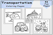 Transportation Coloring Pages, a Transportation Illustration by Lamia Emad (Thumbnail 1 of 4)